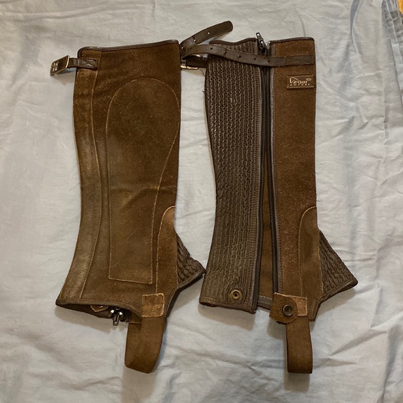 Equestrian suede brown half chaps - Picture 1 of 6
